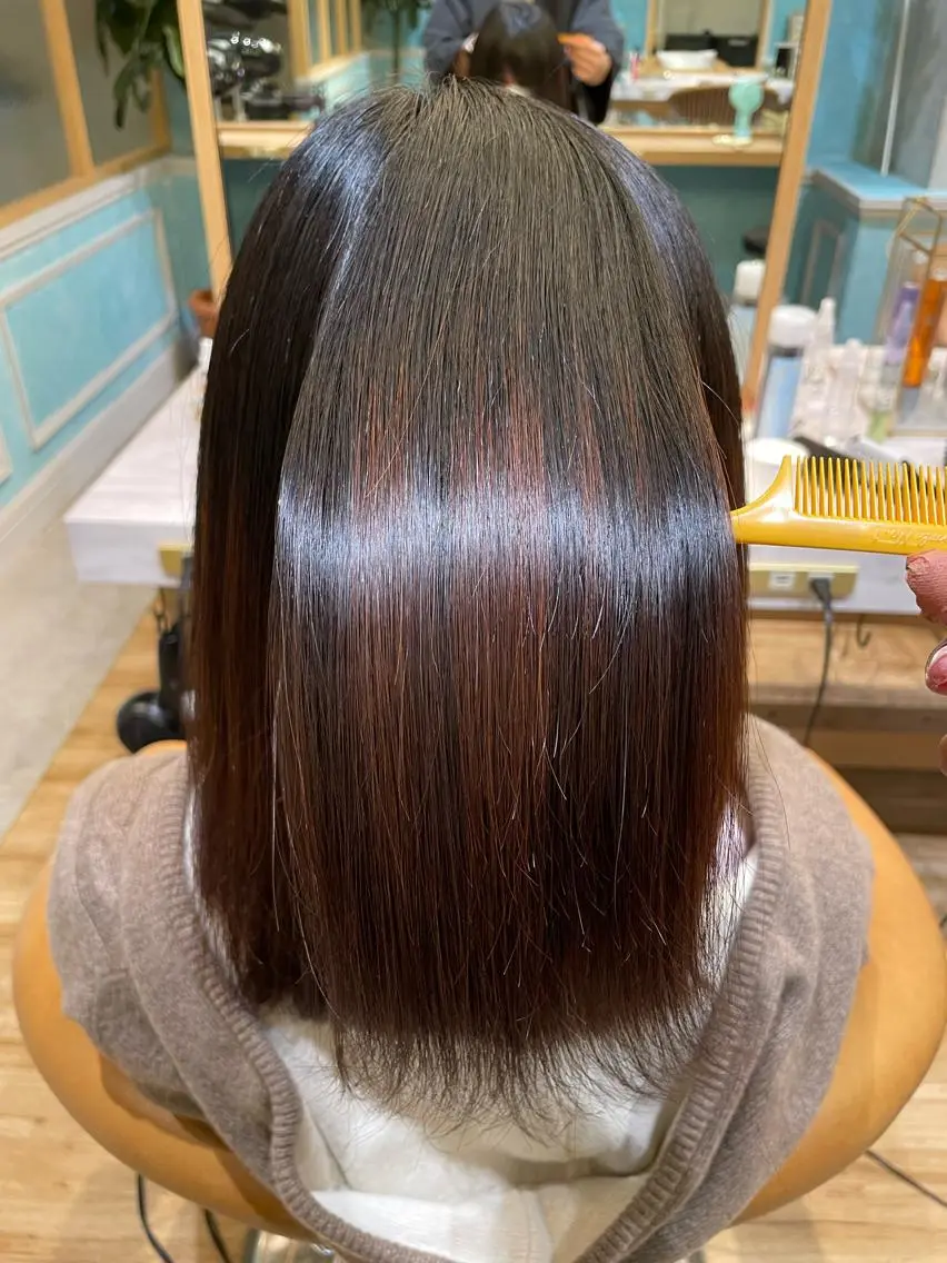 ロング 縮毛矯正 髪質改善 韓国風レイヤー 吉田のヘアスタイル