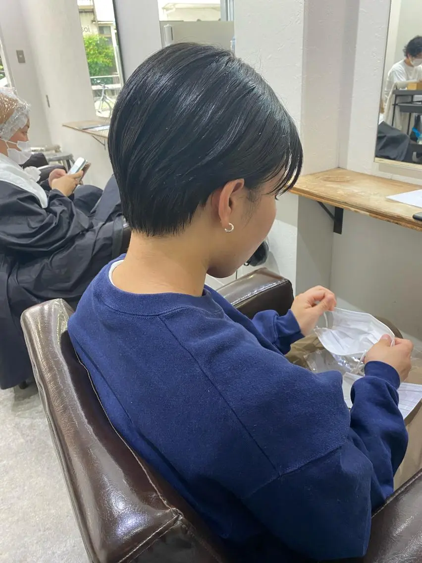 ショート アッシュ ショートヘア カット ヘアカラー 森貴裕/ニュアンス パーマ/オリーブのヘアスタイル