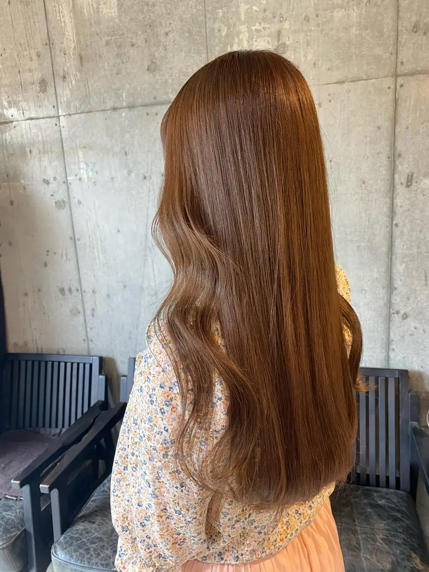 ロング アッシュ ヨシンモリ 韓国風ヘア レイヤーカット トリートメント ヘアカラー トリートメント ヘアセット 艶感/韓国風 🤍moeka🤍のヘアスタイル
