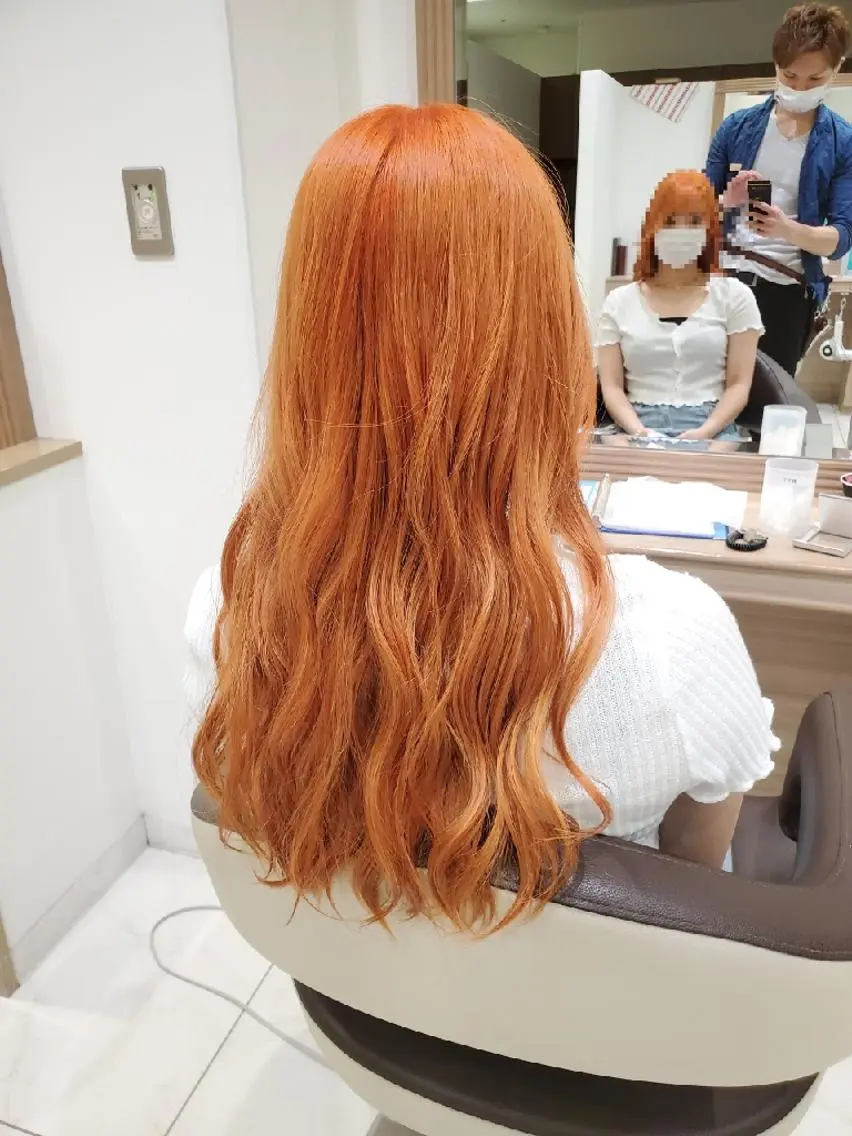 セミロング カラー ベージュカラー ブリーチ オレンジ オレンジベージュ カラー特化🔥中村 和貴<Ash津田沼>のヘアスタイル