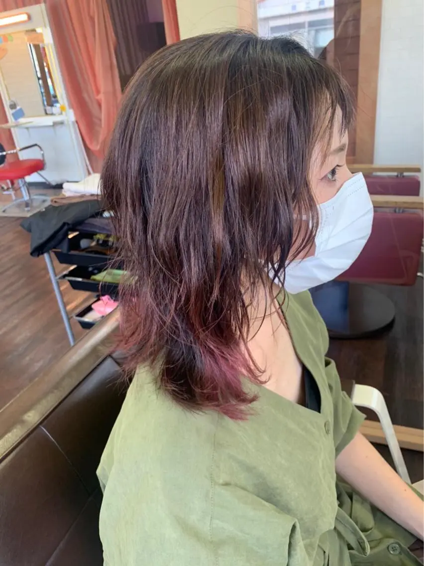 ミディアム ヘアアレンジ ヘアカラー 堀口 彩佳のヘアスタイル