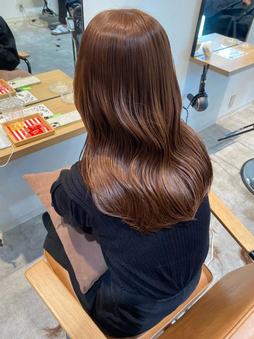 セミロング カラー ベージュカラー ブリーチ ブリーチなしカラー ヘアカラー トリートメント オスズ 🎀´-のヘアスタイル