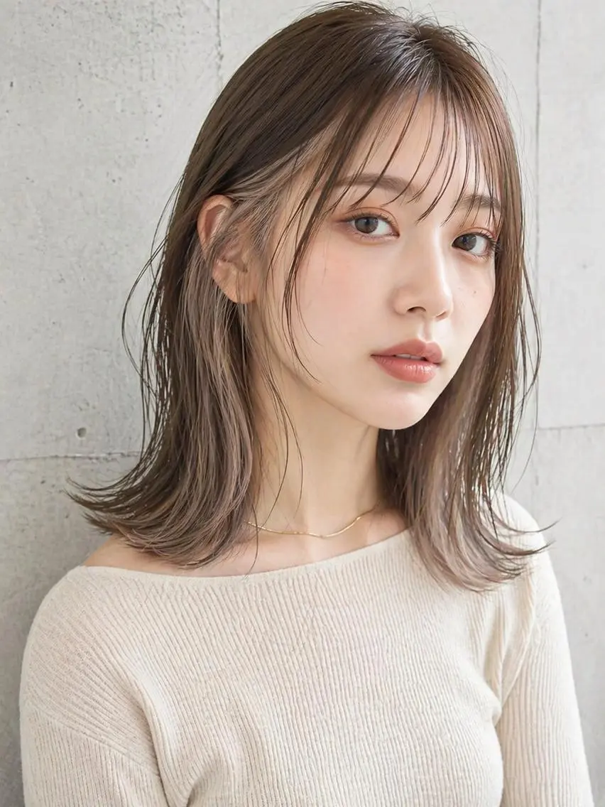 セミロング 外国人風カラー ハイライト 髪質改善 似合わせカット トリートメント カット ヘアカラー トリートメント BUCKS【天王寺】 バックス【駅30秒】のヘアスタイル