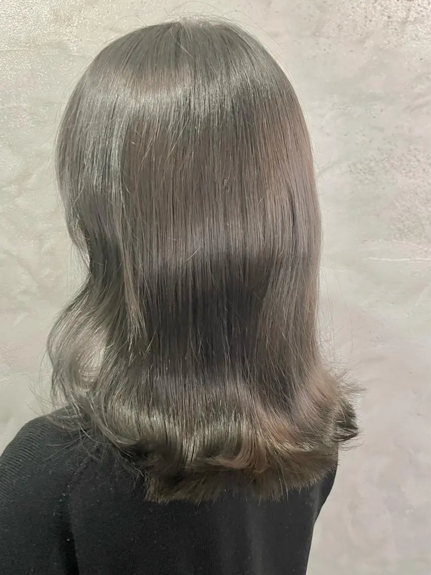 セミロング カラー アッシュ アッシュグレー アッシュグレージュ グレージュ 透明感カラー/ ブリーチ無し/RYOのヘアスタイル