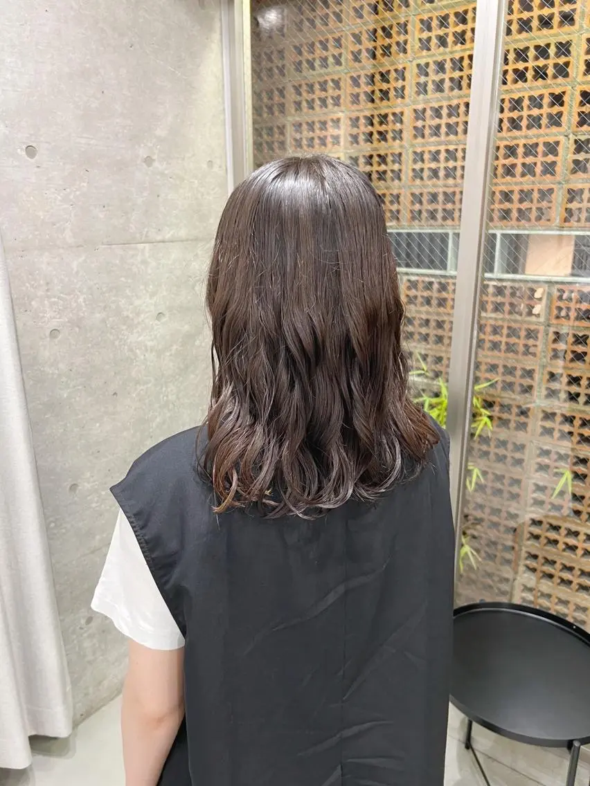 ミディアム カラー パーマ カット ヘアカラー パーマ ボブパーマコテ巻き風 パーマNo1深江秀平のヘアスタイル