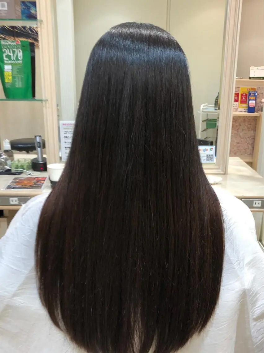 ロング カット 縮毛矯正 カジサ ケイコのヘアスタイル