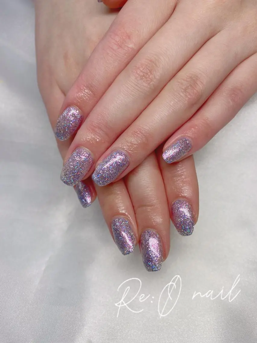 ネイル ラメ(グリッター) パープル ハンドネイル Re:Ø nail 🩵TSUJIのネイルデザイン