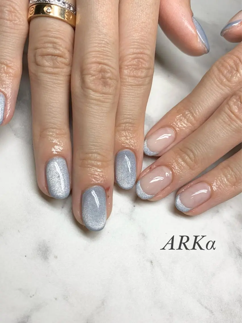 ミディアム ネイル マグネットネイル ハンドネイル Nailsalon ARKαのネイルデザイン