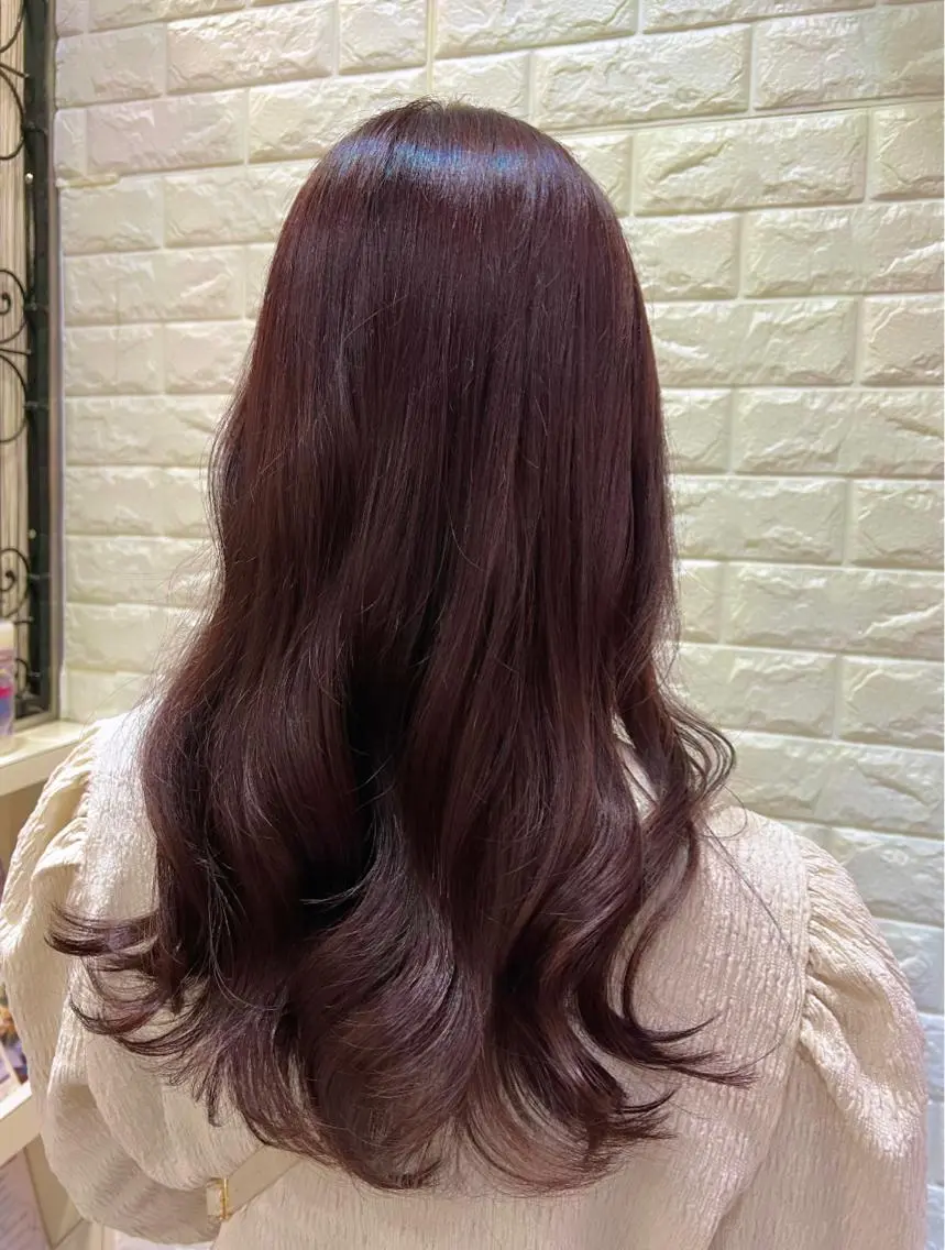 ロング カラー ブラウンカラー カシス ラベンダーカラー ラベンダーピンク ピンクカラー ヘアカラー トリートメント 艶髪 ♡Tomiyaのヘアスタイル