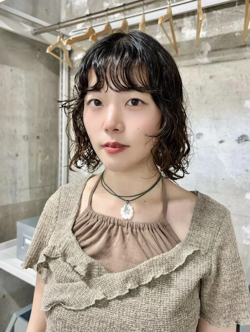 パーマ ミディアム ミディアムパーマ カット パーマ トリートメント トレンドボブ/ パーマ🌰くりーわのヘアスタイル