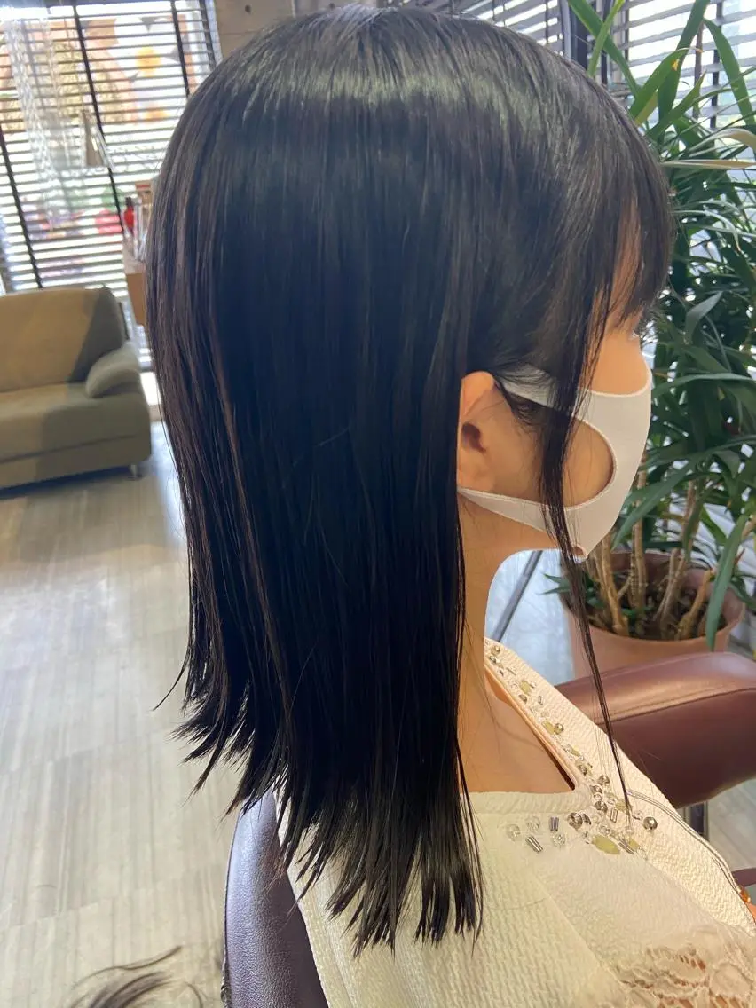 セミロング 【南草津】髪質改善 ヘナカラー&縮毛矯正のヘアスタイル