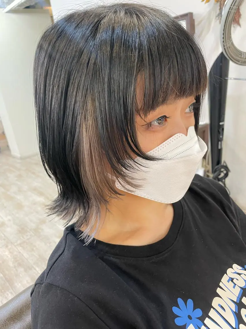ミディアム カット ヘアカラー トリートメント ウルフカット/ボブ りなのヘアスタイル