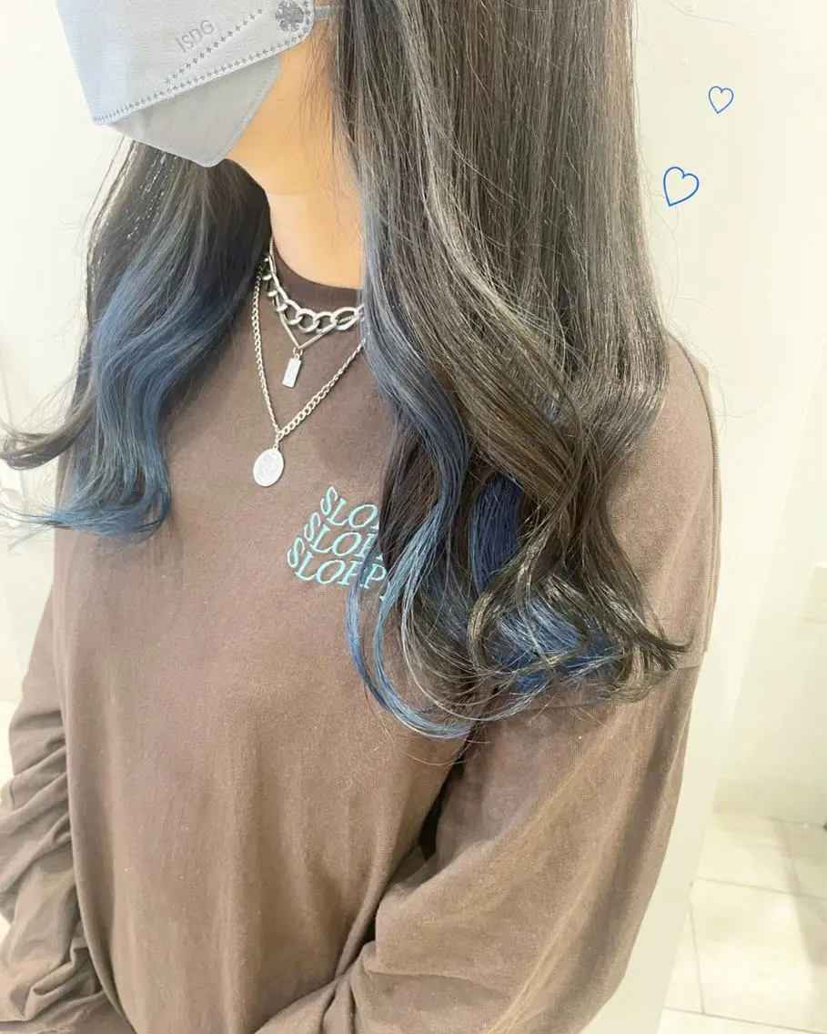 セミロング カラー ブルーカラー 新宿駅近♡個室 ♡関口三都季🌜のヘアスタイル