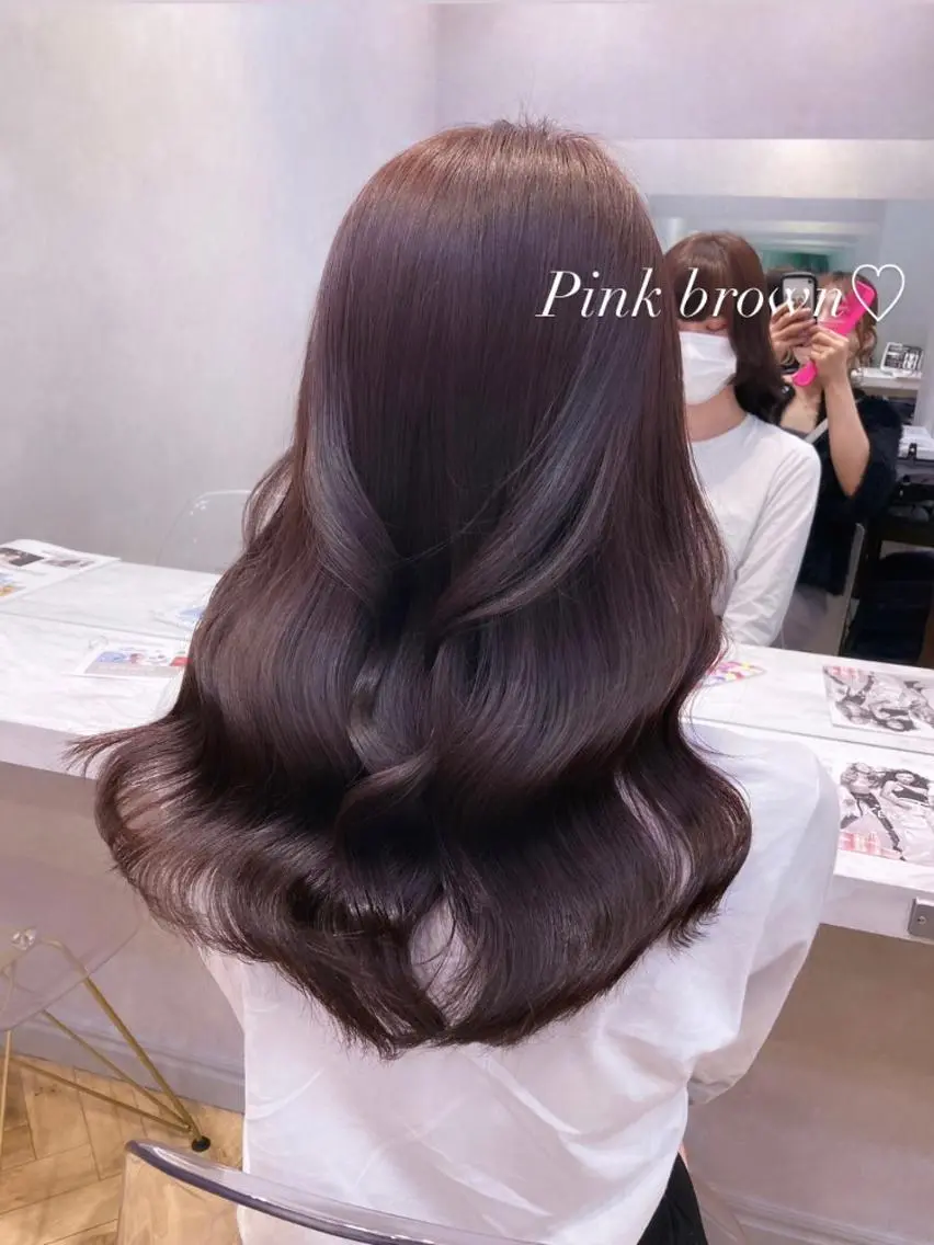 ロング カラー ブラウンカラー ピンクカラー ピンクブラウン 🩷韓国ヘア/ヨシン モリ🩷Maikaのヘアスタイル