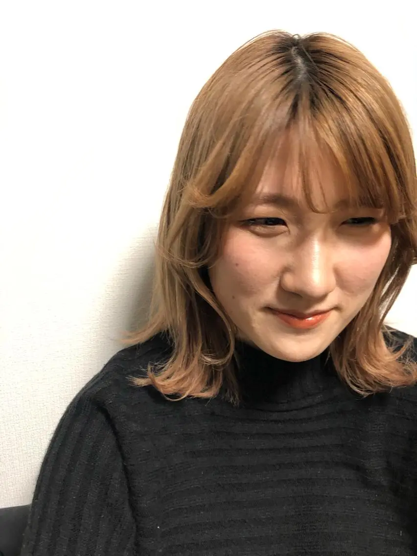 ミディアム 顔周りカット 韓国風ヘア カイ マコトのヘアスタイル