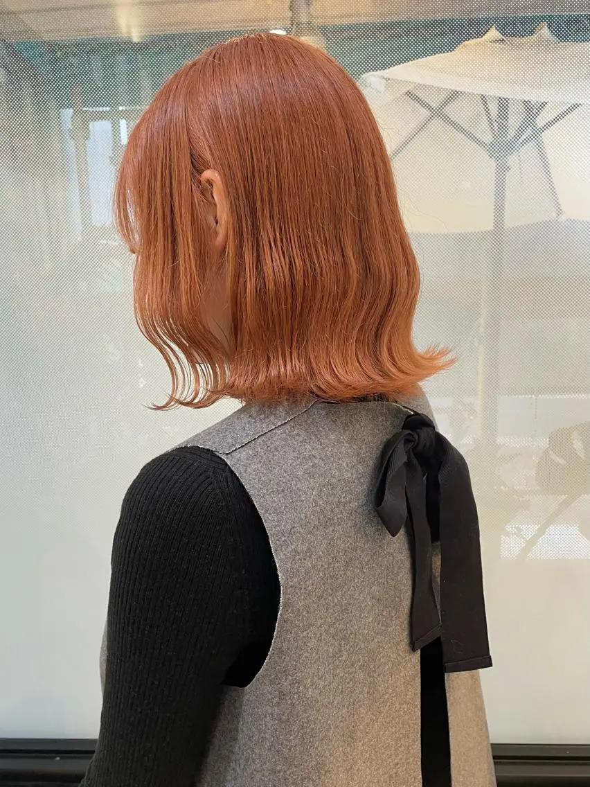 ミディアム カラー オレンジ 佐藤 魁人のヘアスタイル