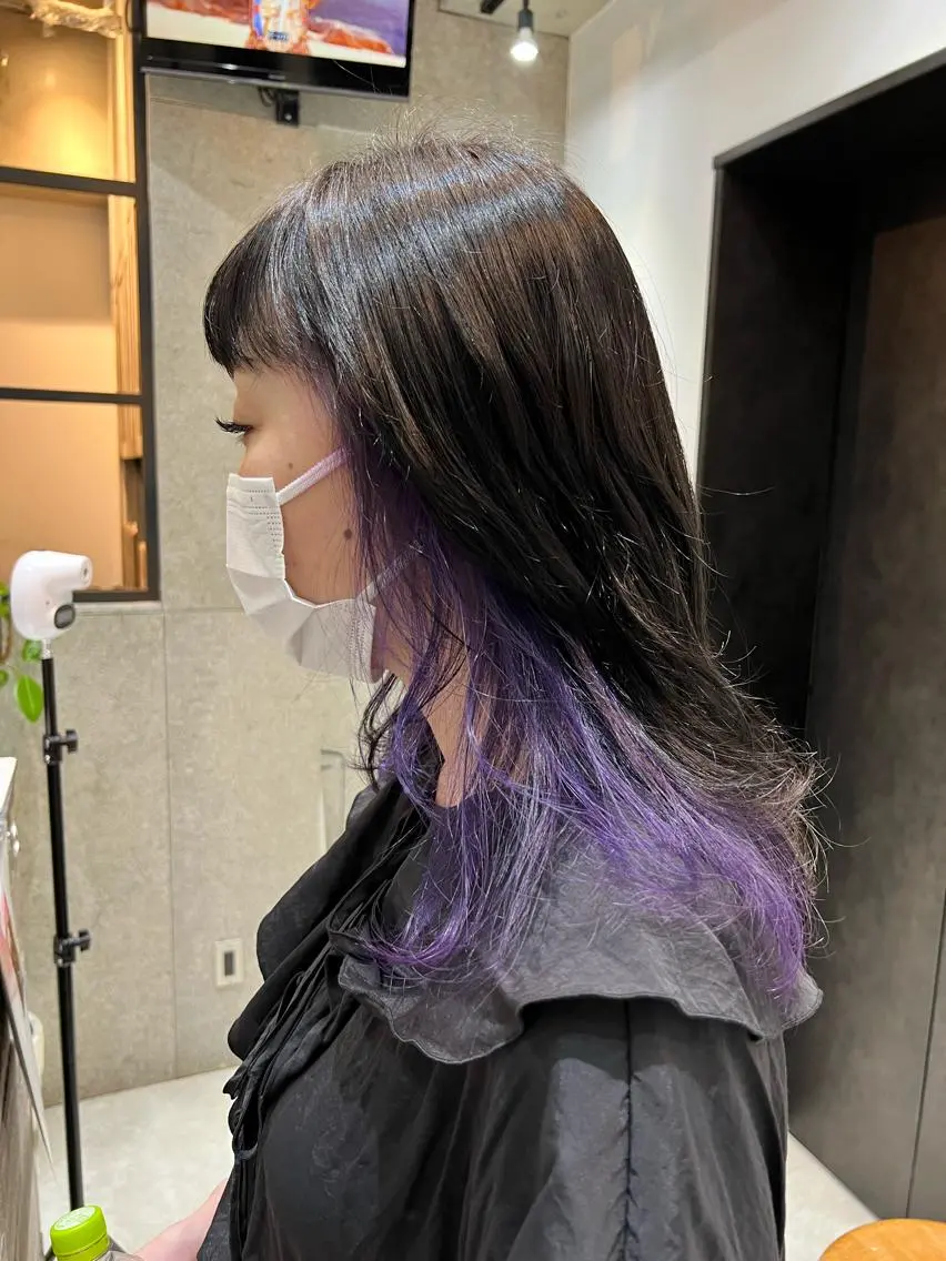セミロング カラー ブリーチ パープルカラー カット ヘアカラー 🌿ニュアンス/髪質 改善🌿Fukudaのヘアスタイル