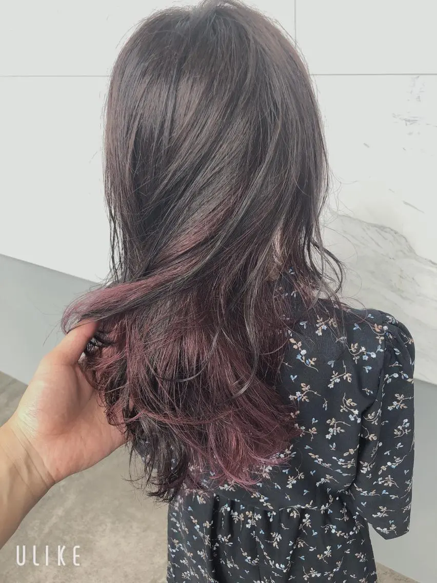 セミロング カラー レッドカラー ヘアカラー 難しい髪質の縮毛矯正 高岡/射水/髪質改善のヘアスタイル