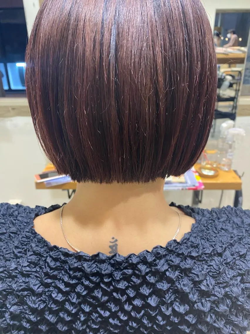ショート カラー ブラウンカラー カシス ボブ パーマ美容師 hanaのヘアスタイル