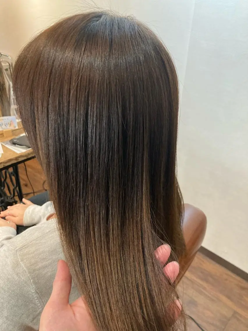 ミディアム カラー 縮毛矯正&髪質改善 ⭐️OGUのヘアスタイル