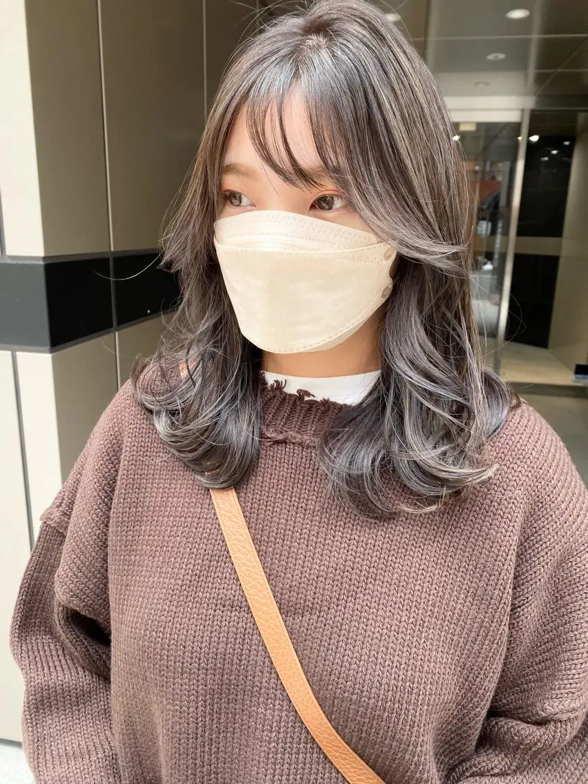 ミディアム カラー デザインカラー グレージュ ハイライトカラー ハイライト カット ヘアカラー トリートメント レイヤー/大人メンズ パーマ🌀 平島拓也のヘアスタイル