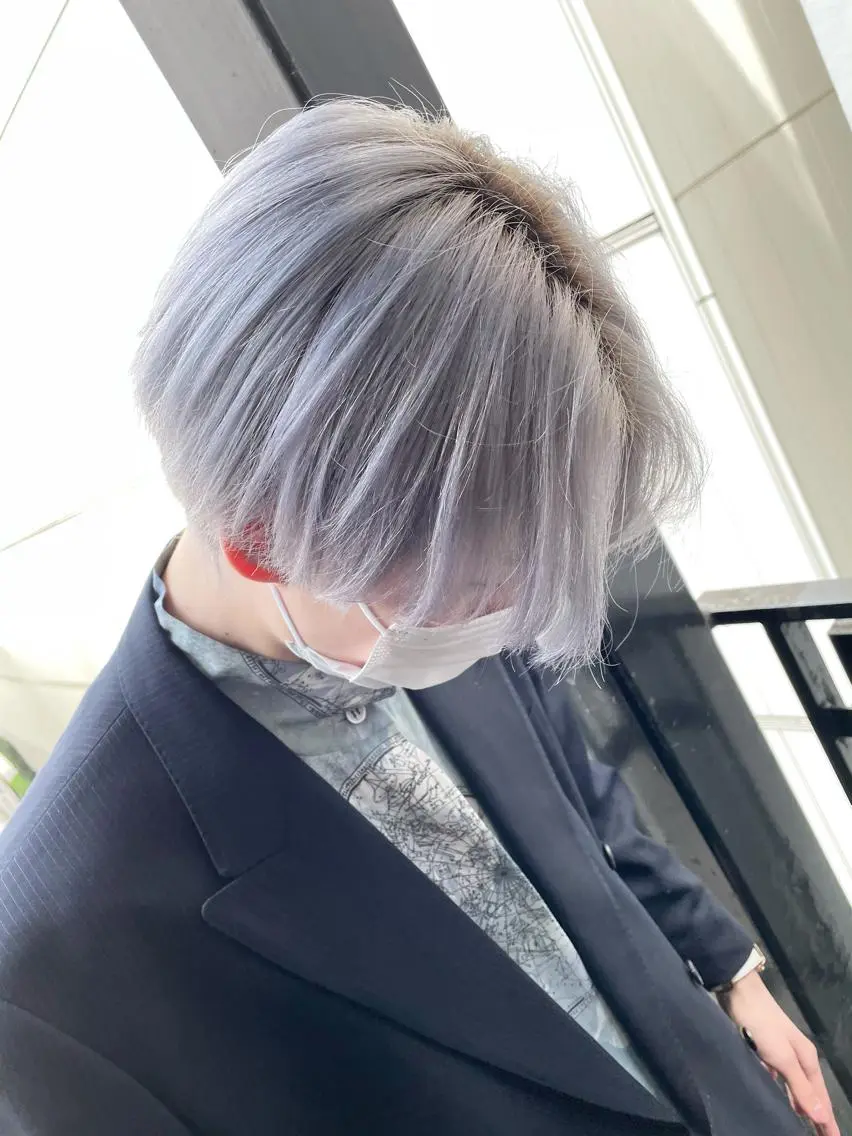 ショート カラー メンズ ヘアカラー トリートメント ヘアセット ハイトーン×レイヤー ／遠藤将太のヘアスタイル