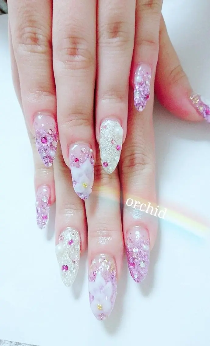 ネイル 成人式 orchid ♡オーキッドのネイルデザイン