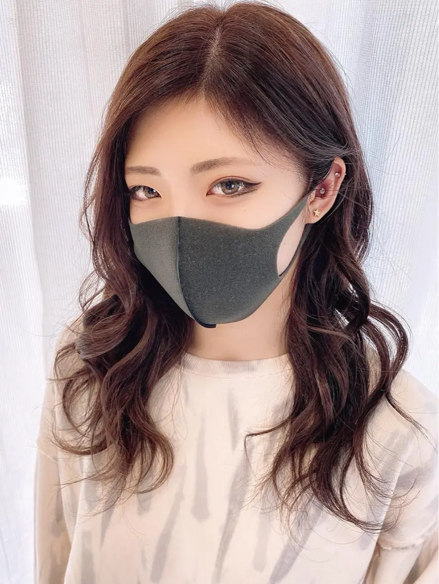 セミロング カラー ヘアアレンジ ハイライトカラー ラベンダーカラー ハイライト シールエクステ専門店 Spira藤崎宮のヘアスタイル
