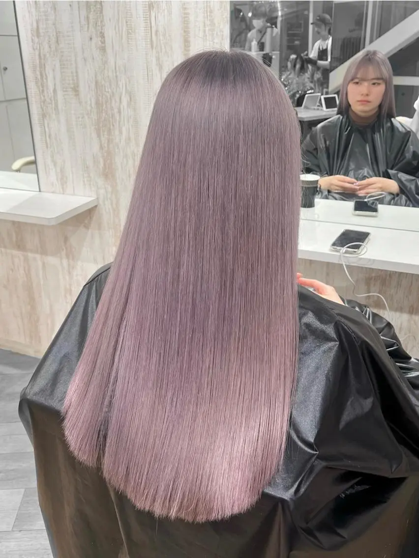 ロング カラー ブリーチ ラベンダーカラー 🤎HAZUKI🤎 ハイトーン✨のヘアスタイル