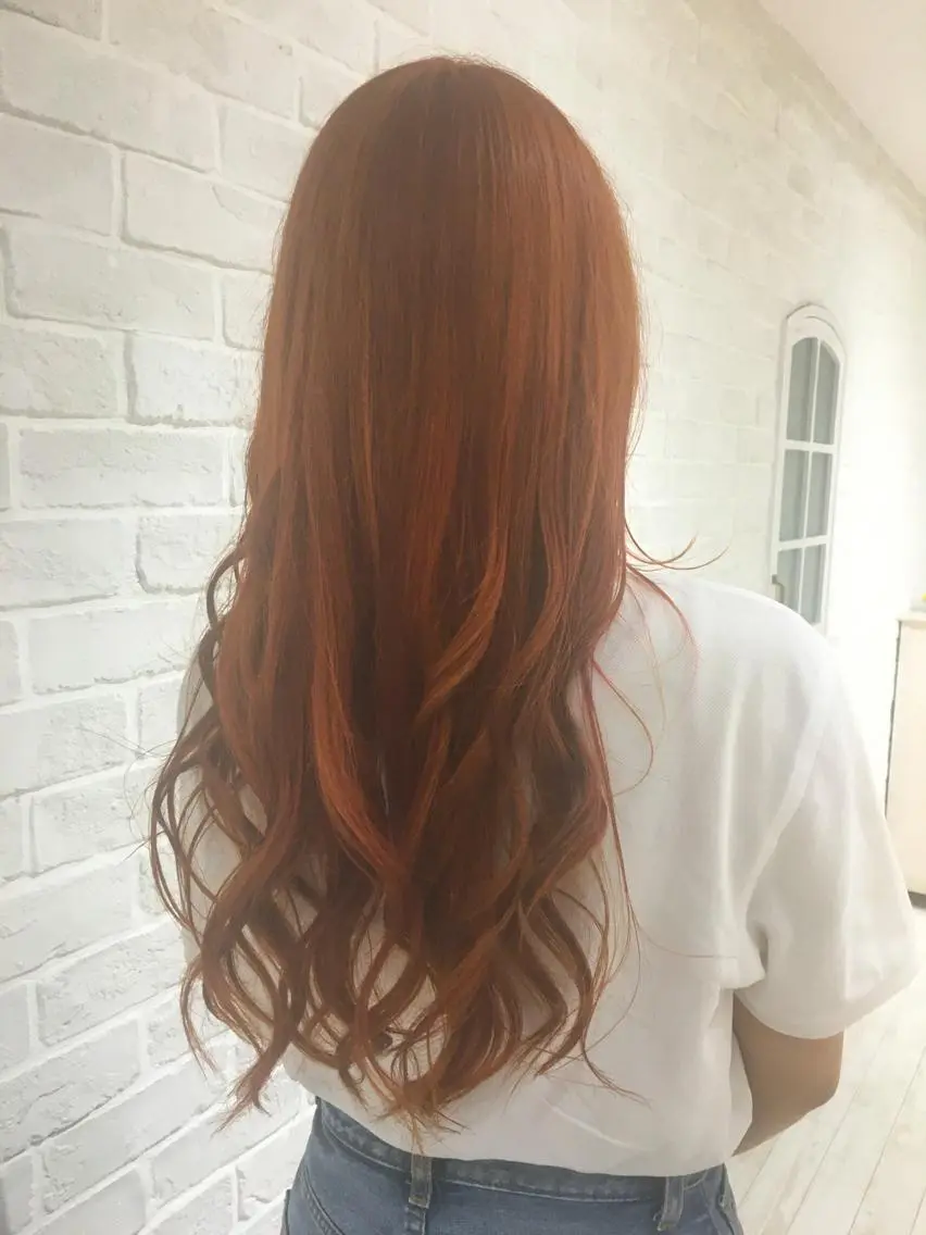 ロング カラー ブリーチ ダブルカラー オレンジ TELA HAIR 幕張本郷店 澤田のヘアスタイル