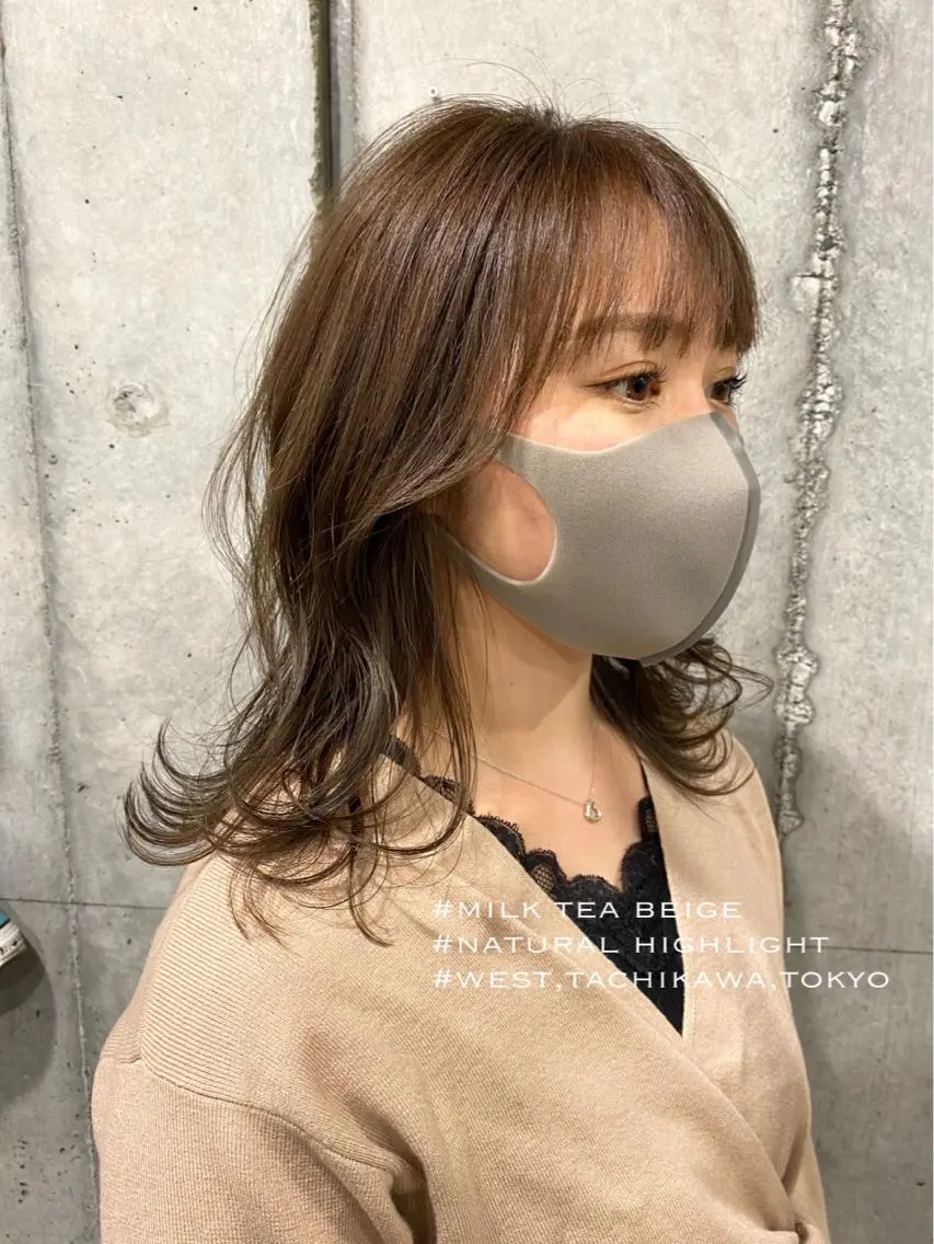 ミディアム カラー 透明感カラー ハイライトカラー ハイライト 竹嶌 健吾のヘアスタイル