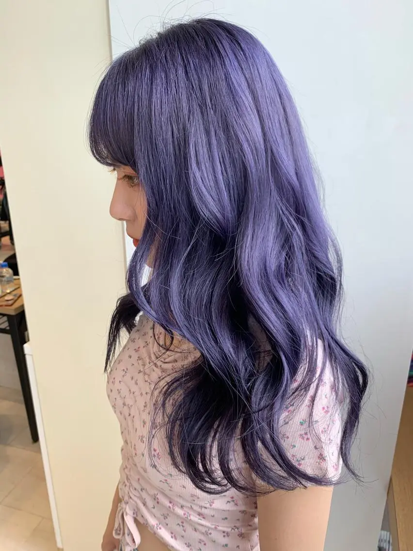 ロング カラー ブリーチ ケアブリーチ ラベンダーカラー カット ヘアカラー インナーエクステ渋谷 🦋KAJIのヘアスタイル