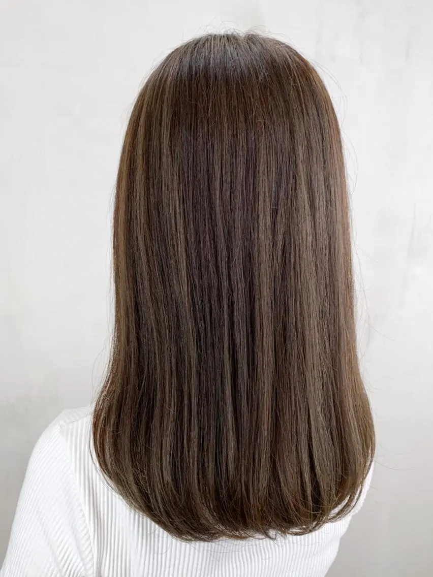 ロング カラー パーマ ヘアアレンジ オリーブカラー ITbyALBUM 中野店のヘアスタイル