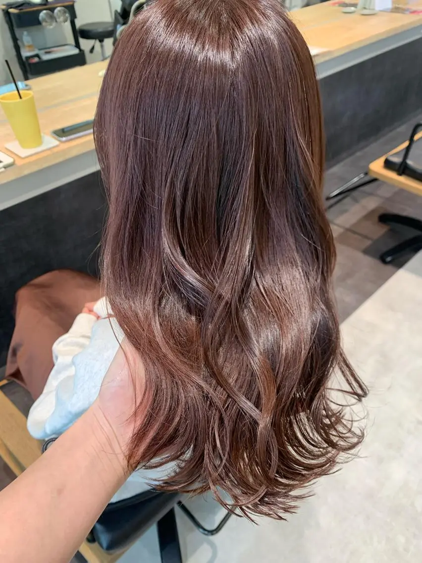 ロング カラー ブリーチ ラベンダーカラー ブリーチなしカラー ピンクカラー ピンクラベンダー hubhair レイヤー/透明感のヘアスタイル