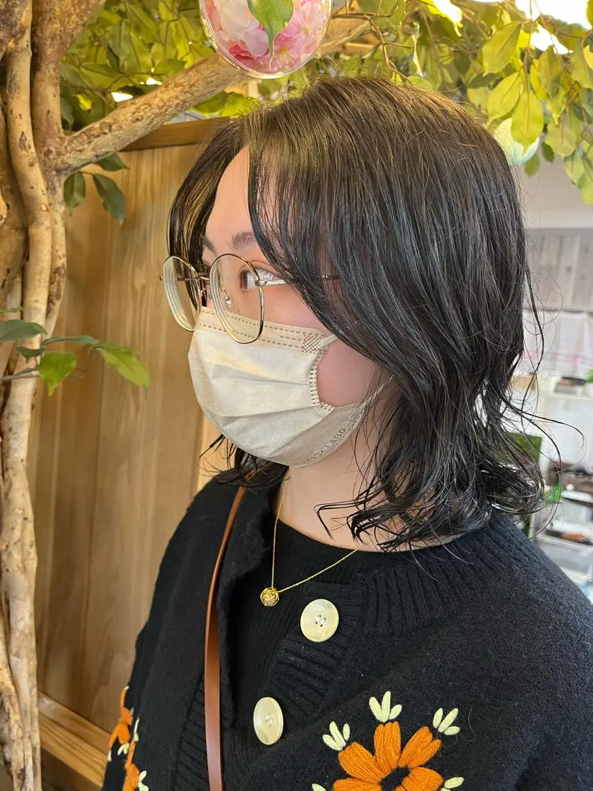 ミディアム パーマ ミディアムパーマ ショートカット 💙hiyoriのヘアスタイル