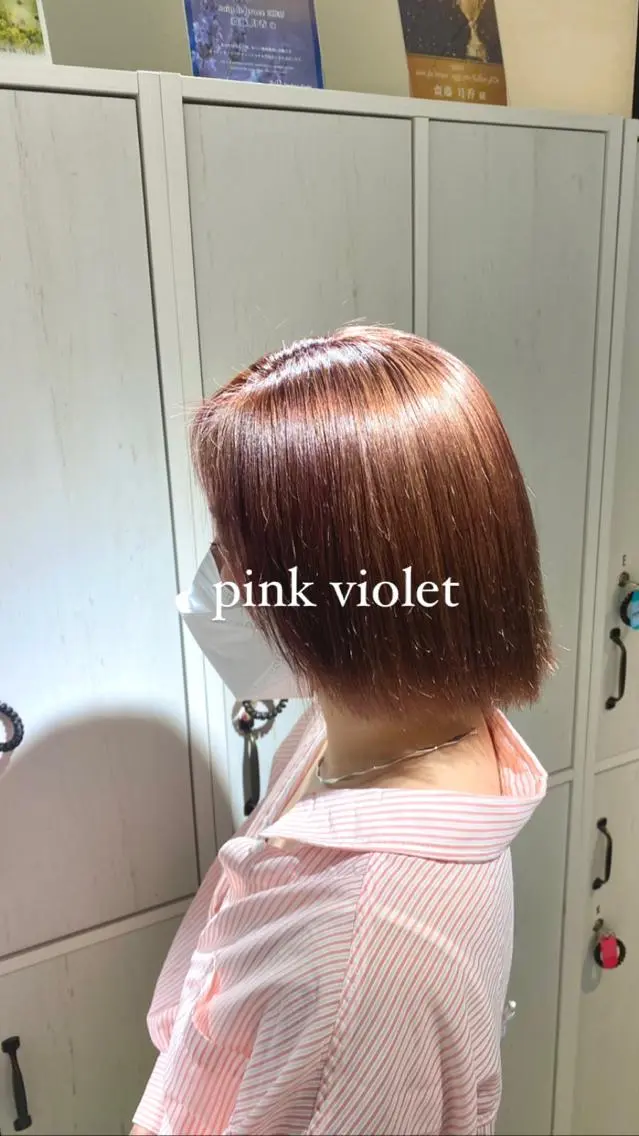 カラー ピンクカラー バイオレットカラー カット ヘアカラー 縮毛矯正とレイヤー カット/杉村凜汰郎のヘアスタイル