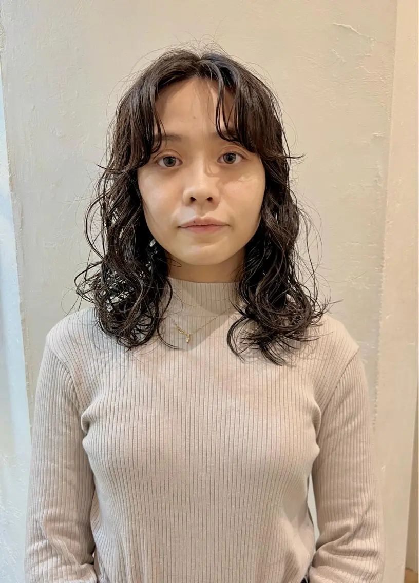 ミディアム パーマ ショート& パーマ　坂本のヘアスタイル