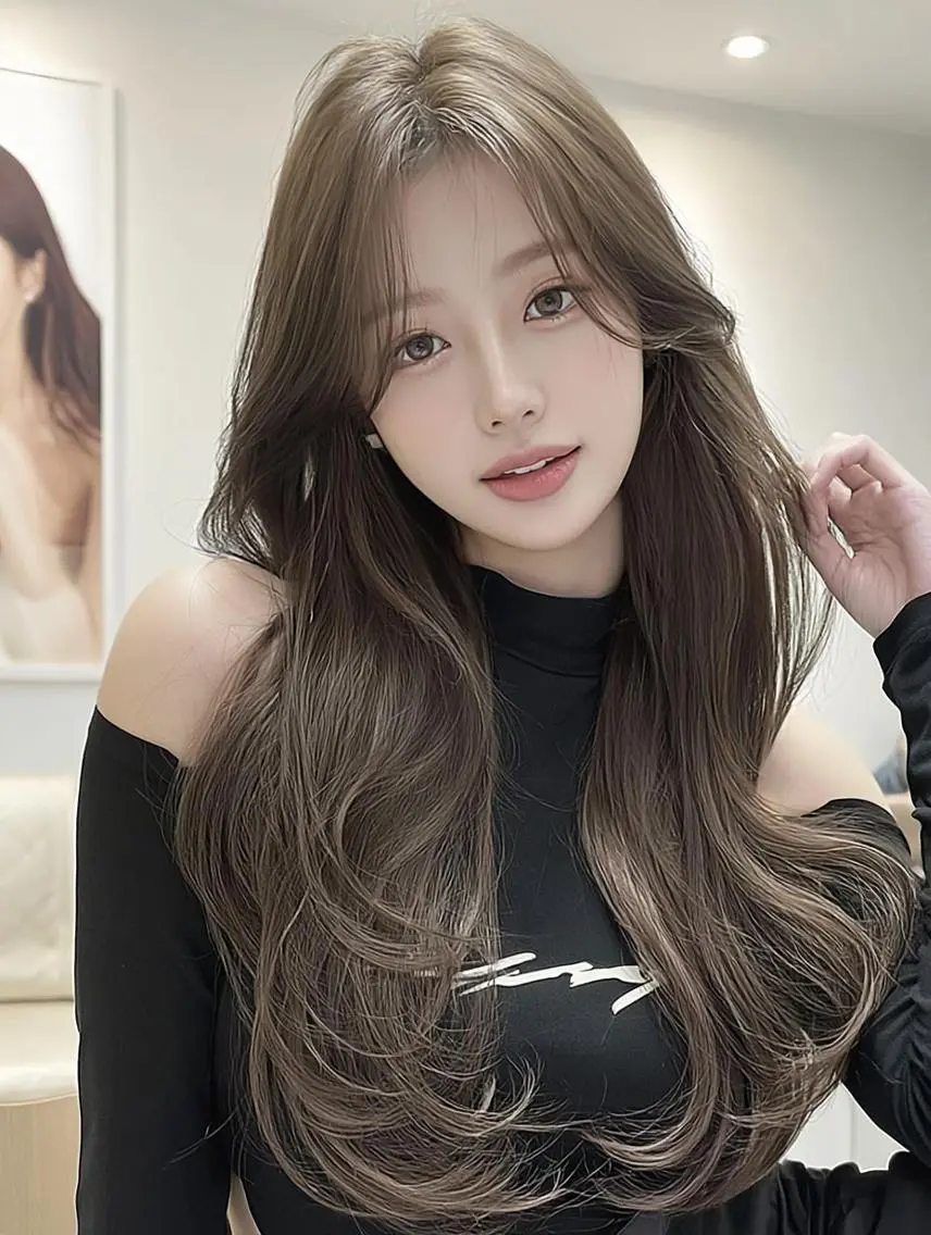 ミディアム 顔周りカット 髪質改善 韓国風ヘア レイヤーカット カット ヘアカラー FOCUS JAPAN4のヘアスタイル