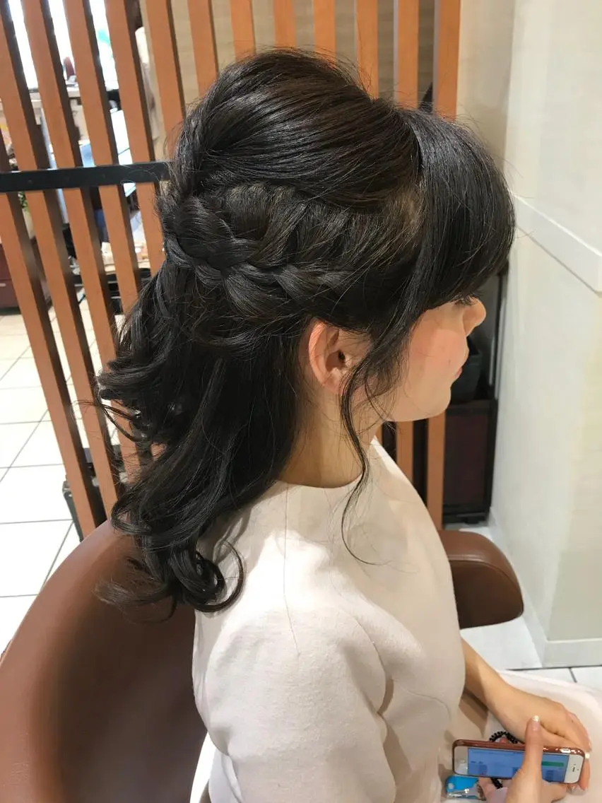 ロング ヘアアレンジ ハーフアップ テラモト カズヨシのヘアスタイル