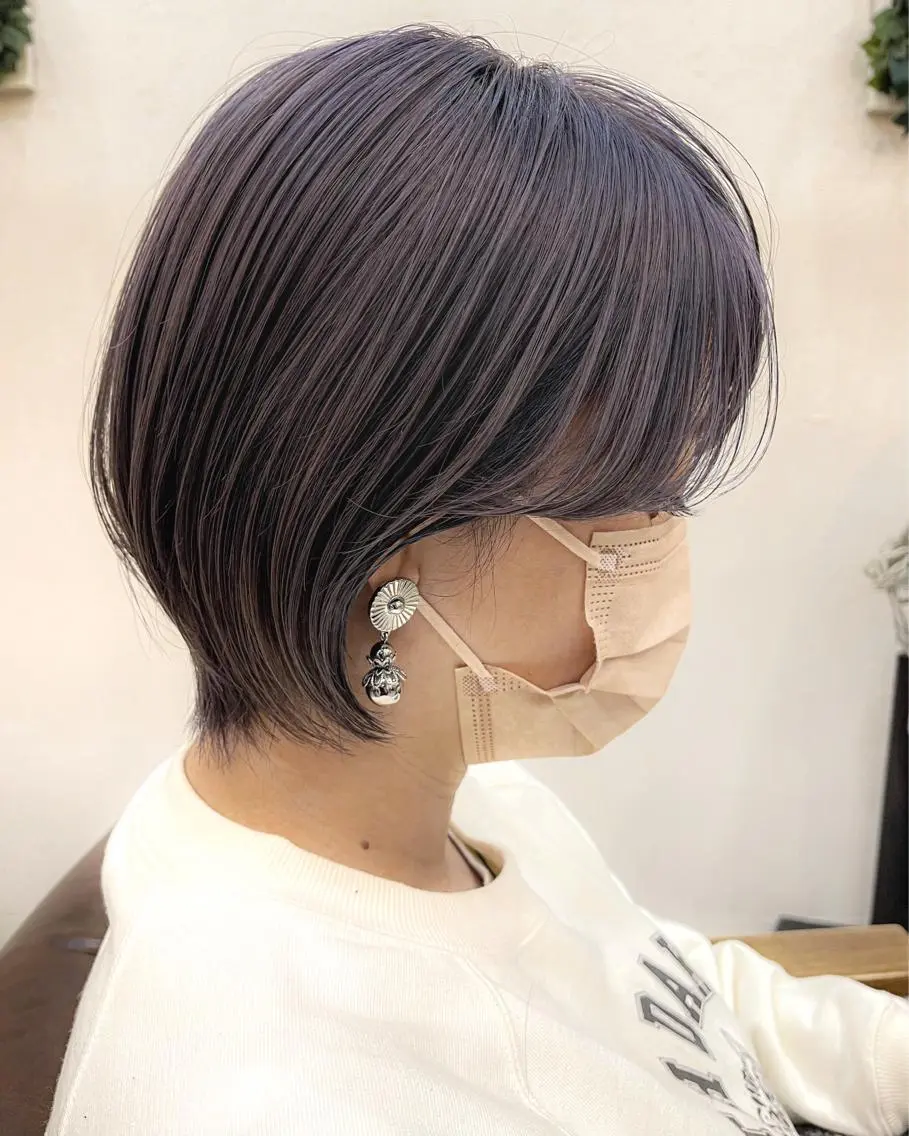 ショート カラー ブリーチ ケアブリーチ ダブルカラー シルバー バイオレットカラー OAK溝の口 𖠋SHINYAのヘアスタイル