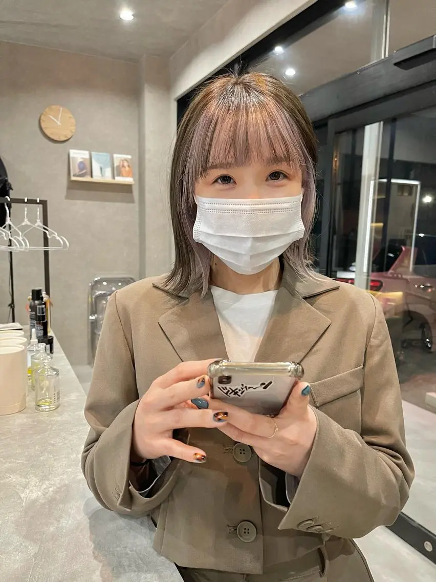 ミディアム カラー カット ヘアカラー トリートメント 一ノ瀬 暁のヘアスタイル