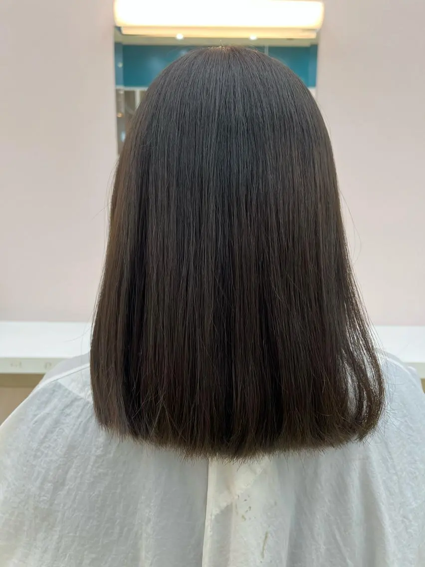 セミロング カラー アッシュ ブラウンカラー Shimose Yukaのヘアスタイル