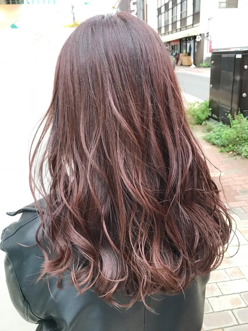 ロング カラー ブラウンカラー ピンクカラー ピンクブラウン 角田 全史のヘアスタイル