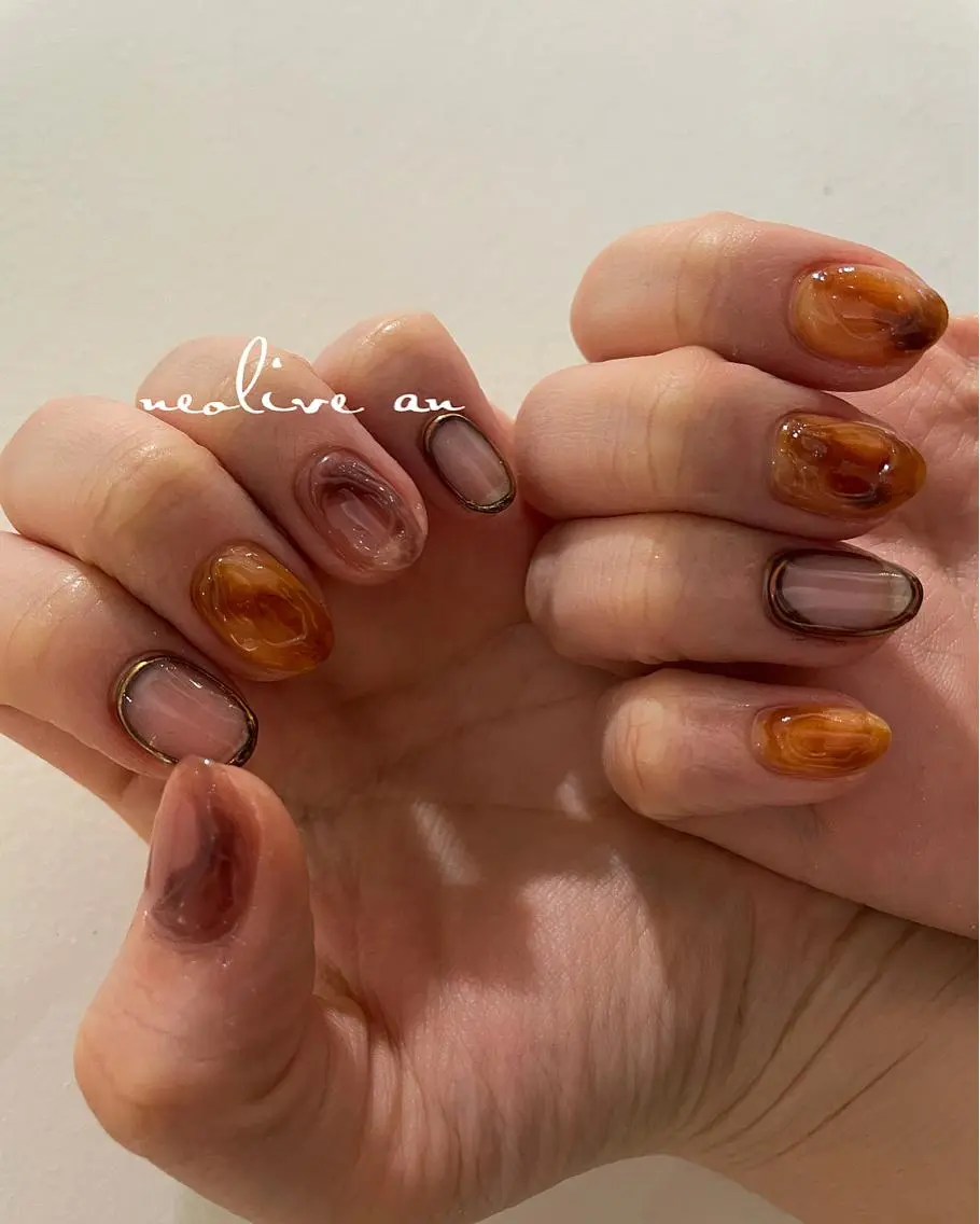 キッズ ネイル べっ甲ネイル feey ⁑erinaのネイルデザイン