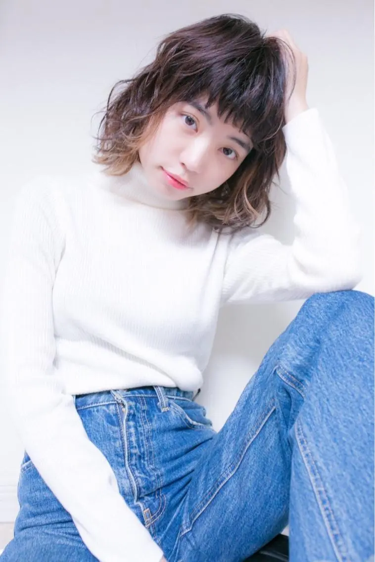 ミディアム カラー インナーカラー ウルフカット ヘアカラー トリートメント 髪質改善/縮毛矯正/ ボブ/槌矢圭悟のヘアスタイル