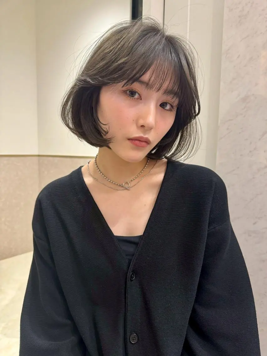 ミディアム パーマ カラー ショートボブ ミディアムパーマ アディクシーカラー ブリーチ ケアブリーチ カット ヘアカラー トリートメント CEINE【セーヌ】 三軒茶屋のヘアスタイル