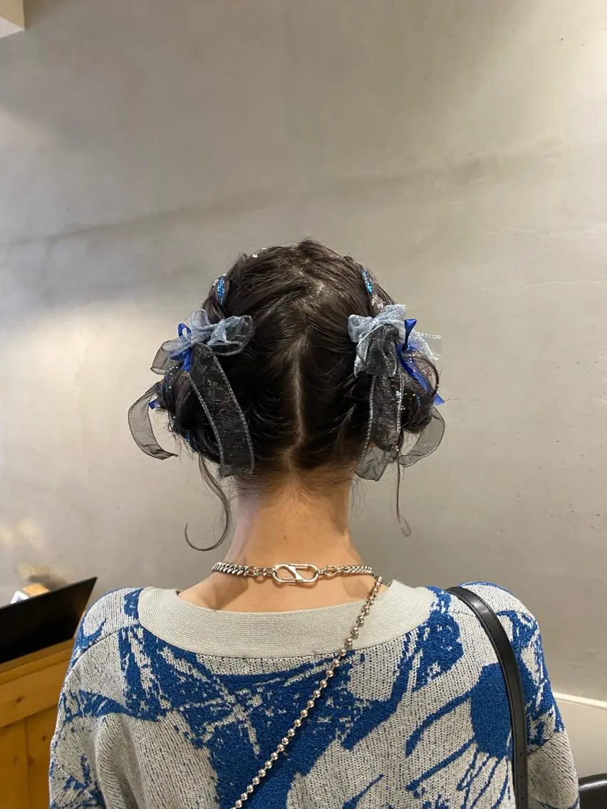 ミディアム ヘアアレンジ お団子ヘア ヘアセット yuu/髪質改善 カラー🌛のヘアスタイル