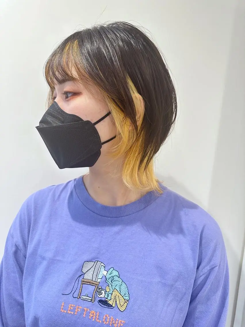 ミディアム カラー カット ヘアカラー 小顔レイヤー/ ベージュ🤍Rieのヘアスタイル