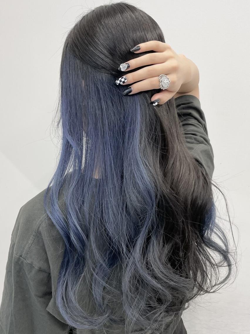 ロング カラー アディクシーカラー ブルーカラー イヤリングカラー イルミナカラー インナーカラー トップスタイリスト ✨KIRIKA中野✨のヘアスタイル