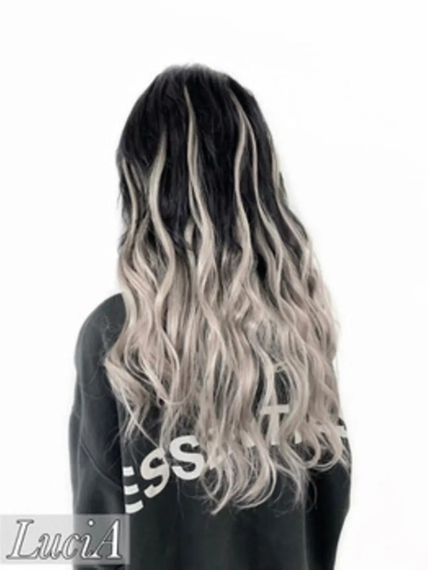 ロング カラー ヘアアレンジ シールエクステ アディクシーカラー バレイヤージュ ブリーチ ケアブリーチ LuciA7:30〜 エクステカラーのヘアスタイル
